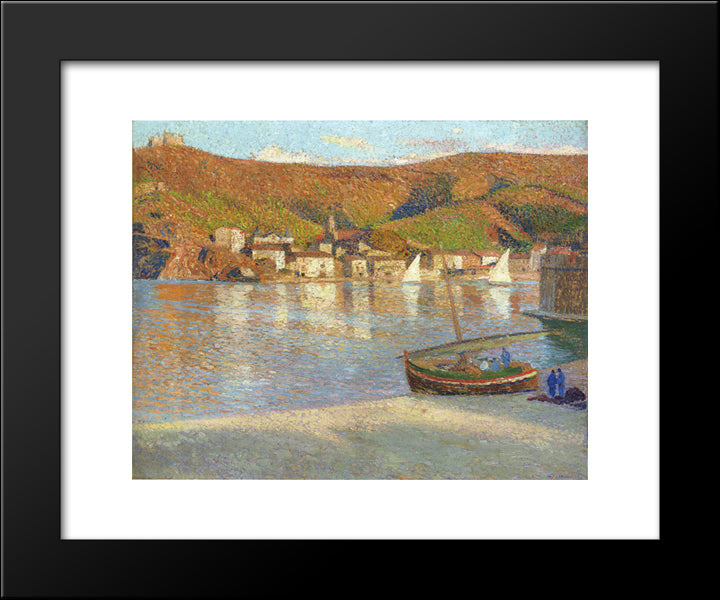 Sailboats In The Port 20x24 Black Modern Wood Framed Art Print Poster by Martin, Henri