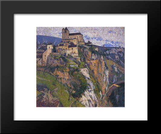 Saint Cirq Lapopie In The Rain 20x24 Black Modern Wood Framed Art Print Poster by Martin, Henri