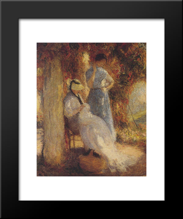 Sewing At Marquayrol 20x24 Black Modern Wood Framed Art Print Poster by Martin, Henri