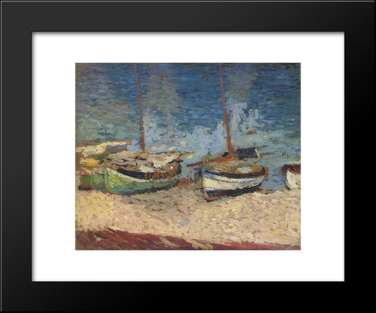 Boats In Port Collioure 20x24 Black Modern Wood Framed Art Print Poster by Martin, Henri