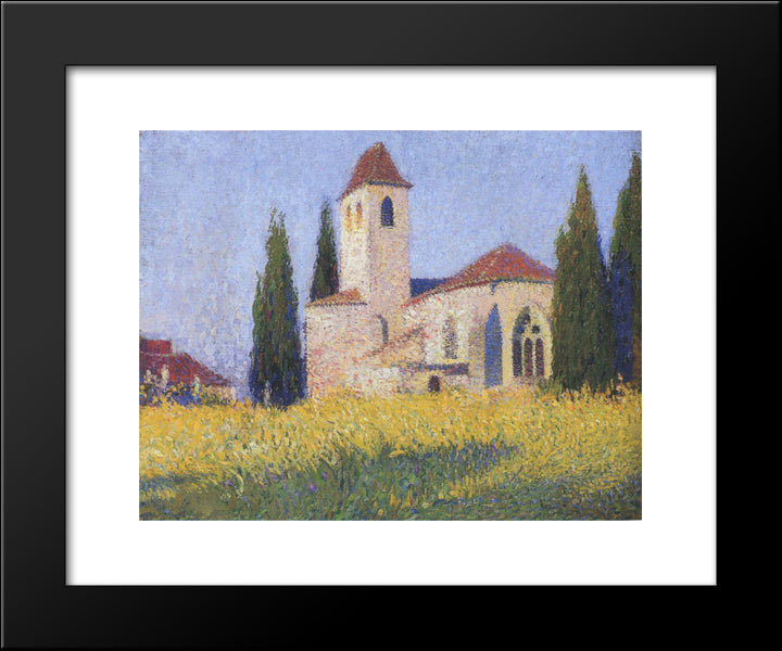 Church In Labastide 20x24 Black Modern Wood Framed Art Print Poster by Martin, Henri