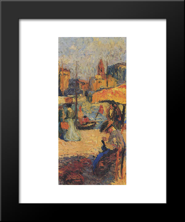 Woman Sitting In A Port 20x24 Black Modern Wood Framed Art Print Poster by Martin, Henri