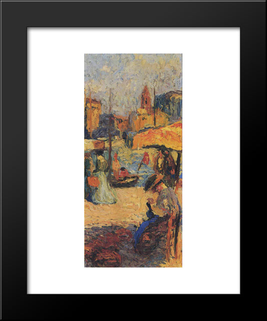 Woman Sitting In A Port 20x24 Black Modern Wood Framed Art Print Poster by Martin, Henri