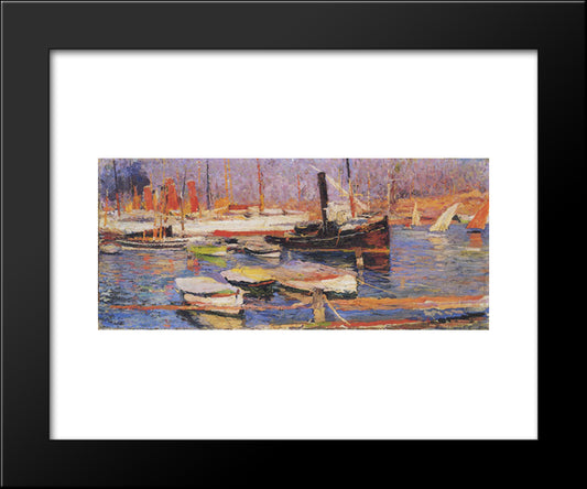 The Port Of Marseilles 20x24 Black Modern Wood Framed Art Print Poster by Martin, Henri