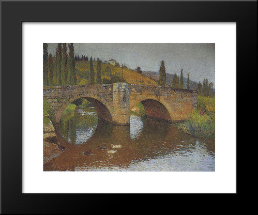 The Bridge In Labastide Du Vert 20x24 Black Modern Wood Framed Art Print Poster by Martin, Henri