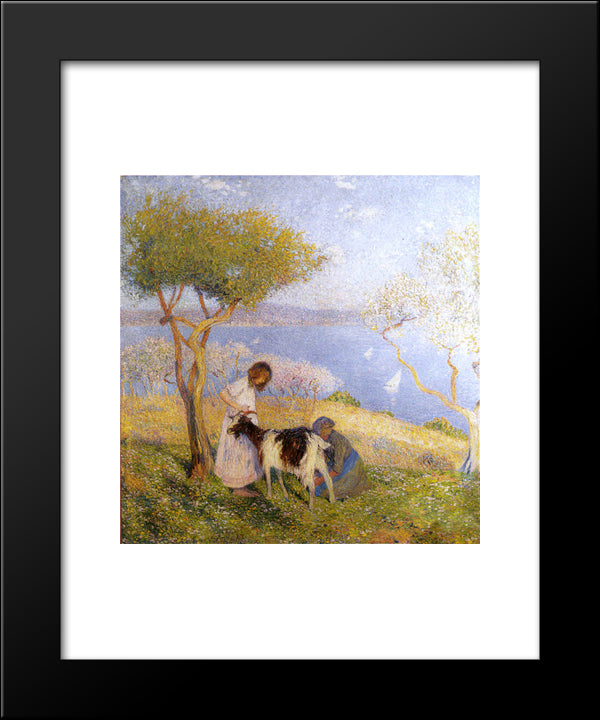 Landscape With The Goat 20x24 Black Modern Wood Framed Art Print Poster by Martin, Henri