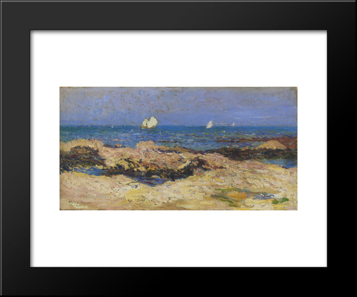 Sailboats Near The Coast 20x24 Black Modern Wood Framed Art Print Poster by Martin, Henri