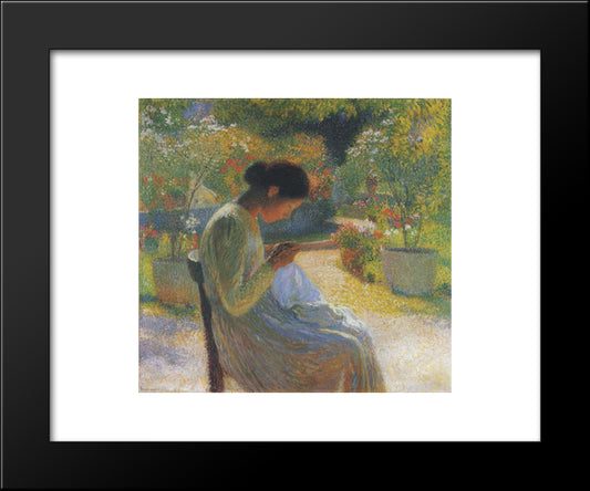 Sewing In The Garden At Marquayrol 20x24 Black Modern Wood Framed Art Print Poster by Martin, Henri