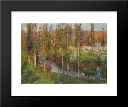 Valle Du Vert With Shepherdess 20x24 Black Modern Wood Framed Art Print Poster by Martin, Henri