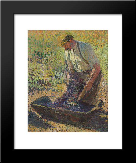 Farmer Kneeling 20x24 Black Modern Wood Framed Art Print Poster by Martin, Henri