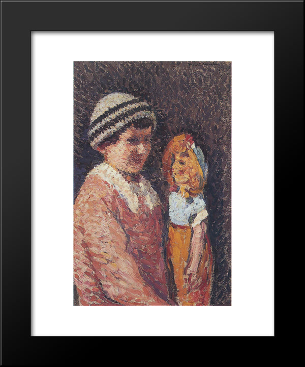 Woman Sewing 20x24 Black Modern Wood Framed Art Print Poster by Martin, Henri