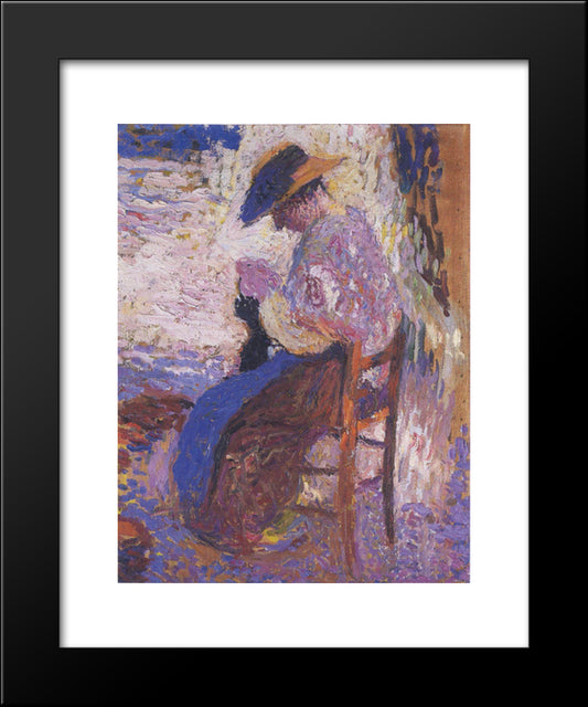 Young Girl With Doll 20x24 Black Modern Wood Framed Art Print Poster by Martin, Henri