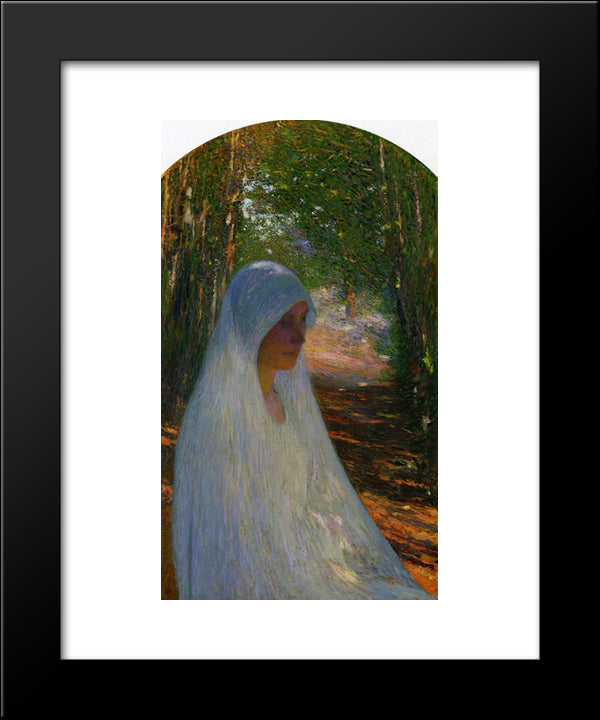 Young Woman Veiled In White In A Forest 20x24 Black Modern Wood Framed Art Print Poster by Martin, Henri