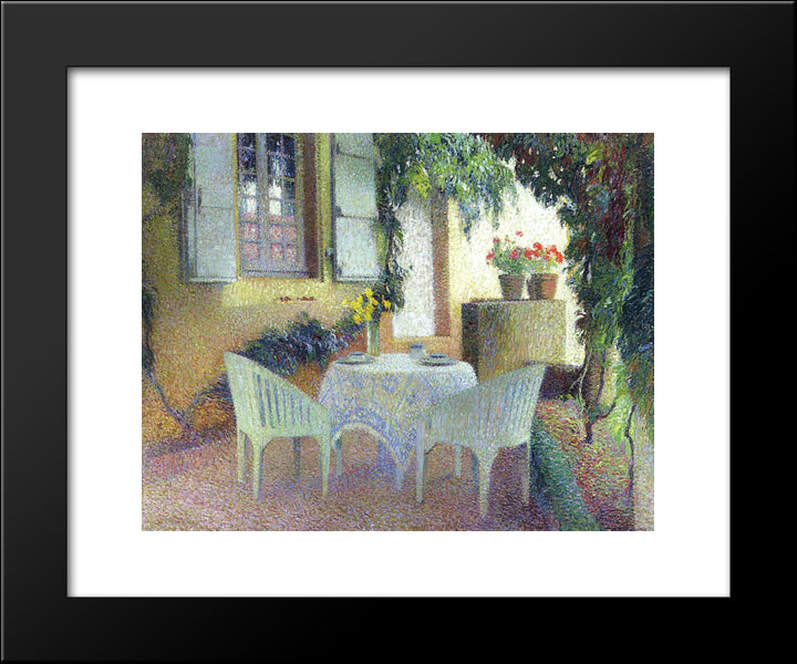 Terrace Of The Manor In Marquayrol 20x24 Black Modern Wood Framed Art Print Poster by Martin, Henri