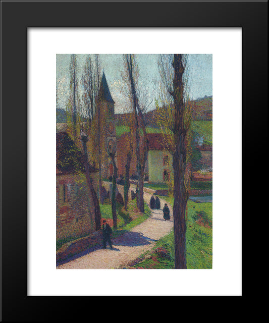 The Church In Labastide Du Vert 20x24 Black Modern Wood Framed Art Print Poster by Martin, Henri