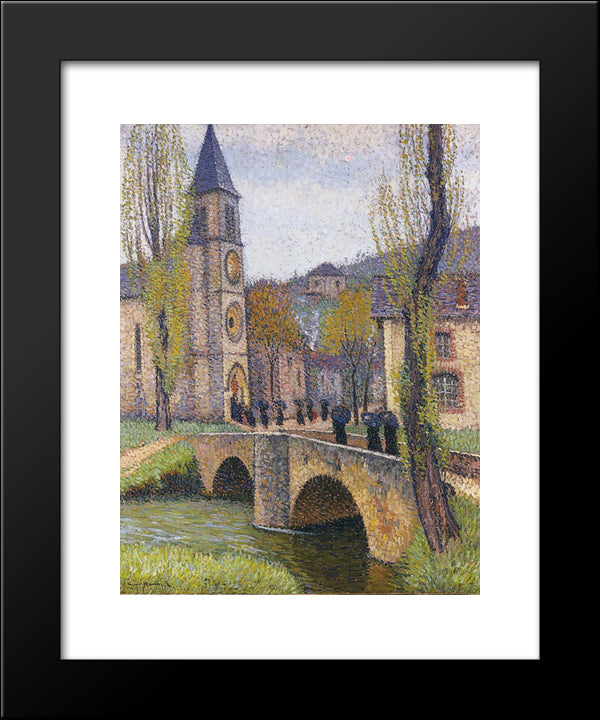 The Hour Of Mass In Labastide Du Vert 20x24 Black Modern Wood Framed Art Print Poster by Martin, Henri