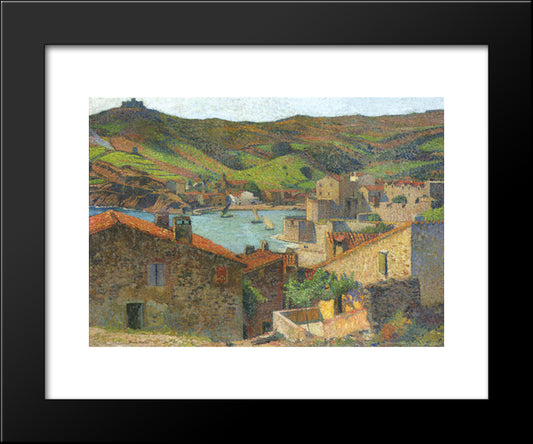 The Village At Port Collioure 20x24 Black Modern Wood Framed Art Print Poster by Martin, Henri