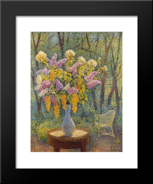 Vase Of Flowers In A Garden 20x24 Black Modern Wood Framed Art Print Poster by Martin, Henri