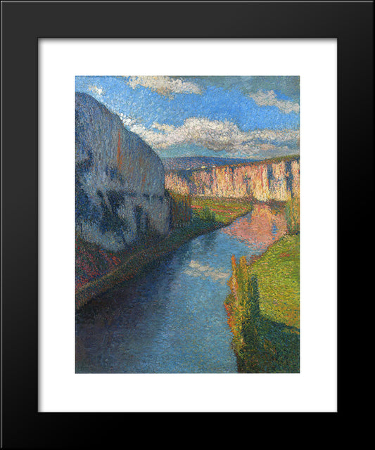 View Of The Lot Of Saint Cirq Lapopie 20x24 Black Modern Wood Framed Art Print Poster by Martin, Henri