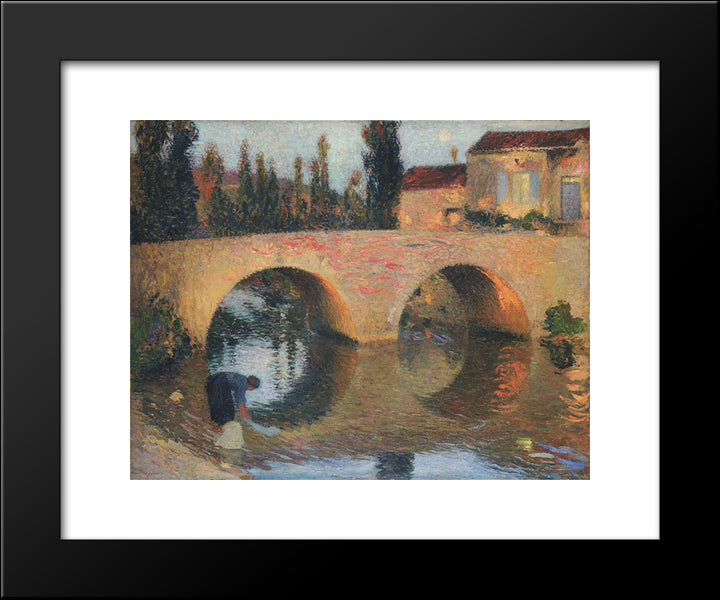 Woman Washing Clothes In River 20x24 Black Modern Wood Framed Art Print Poster by Martin, Henri