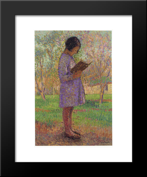 Young Girl Reading 20x24 Black Modern Wood Framed Art Print Poster by Martin, Henri