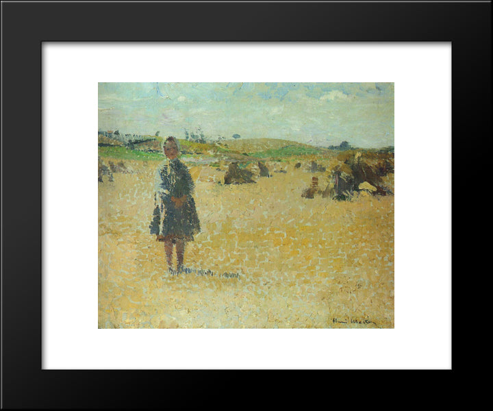 Young Girl In The Fields 20x24 Black Modern Wood Framed Art Print Poster by Martin, Henri