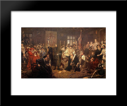 The Union Of Lublin 20x24 Black Modern Wood Framed Art Print Poster by Matejko, Jan