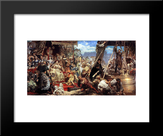 Hanging Of The Sigismund Bell At The Cathedral Tower In 1521 In Krakow 20x24 Black Modern Wood Framed Art Print Poster by Matejko, Jan