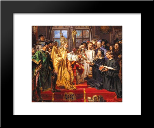 Founding Of The Lubranski Academy In Poznan 20x24 Black Modern Wood Framed Art Print Poster by Matejko, Jan