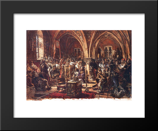 The First Sejm, Recording Of Laws A D 1182 20x24 Black Modern Wood Framed Art Print Poster by Matejko, Jan