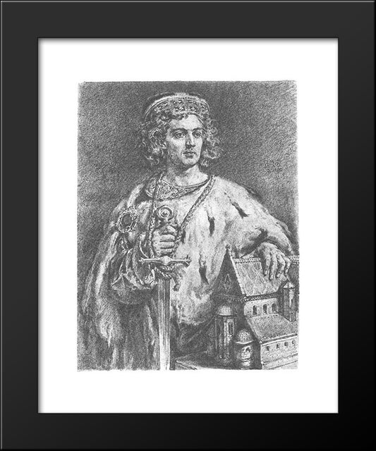 Boleslaw Iv The Curly 20x24 Black Modern Wood Framed Art Print Poster by Matejko, Jan