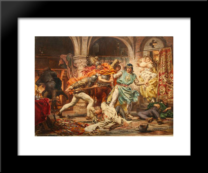 Death Of King Przemysl Ii 20x24 Black Modern Wood Framed Art Print Poster by Matejko, Jan