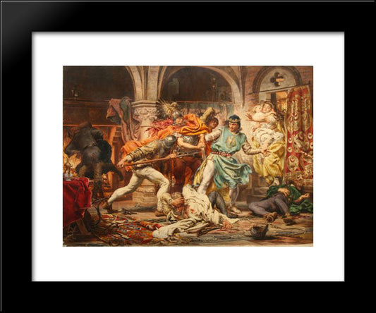 Death Of King Przemysl Ii 20x24 Black Modern Wood Framed Art Print Poster by Matejko, Jan