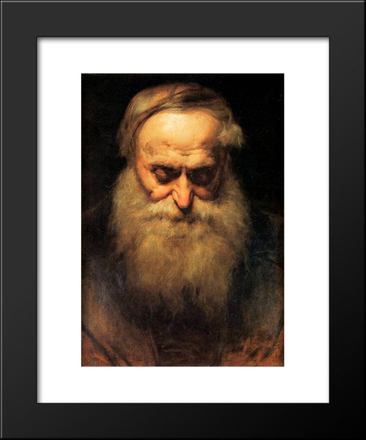 Old Man'S Head 20x24 Black Modern Wood Framed Art Print Poster by Matejko, Jan