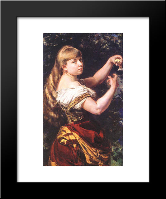 Portrait Of A Daughter Beata 20x24 Black Modern Wood Framed Art Print Poster by Matejko, Jan