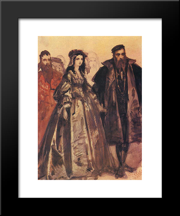 Sigmund And Barbara 20x24 Black Modern Wood Framed Art Print Poster by Matejko, Jan