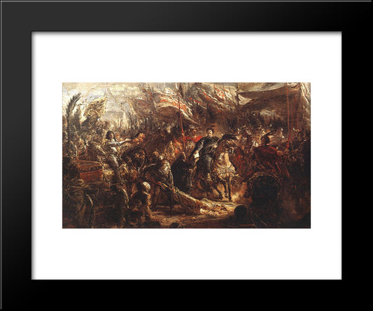 Sobieski Sending Message Of Victory To The Pope 20x24 Black Modern Wood Framed Art Print Poster by Matejko, Jan