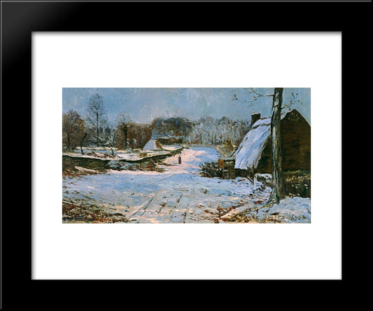 Cottages In The Snow 20x24 Black Modern Wood Framed Art Print Poster by Maufra, Maxime