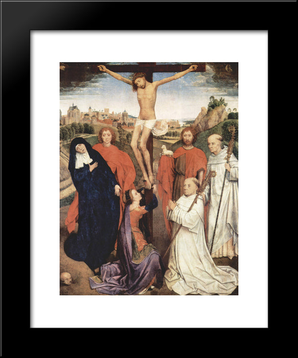Crucifixion 20x24 Black Modern Wood Framed Art Print Poster by Memling, Hans