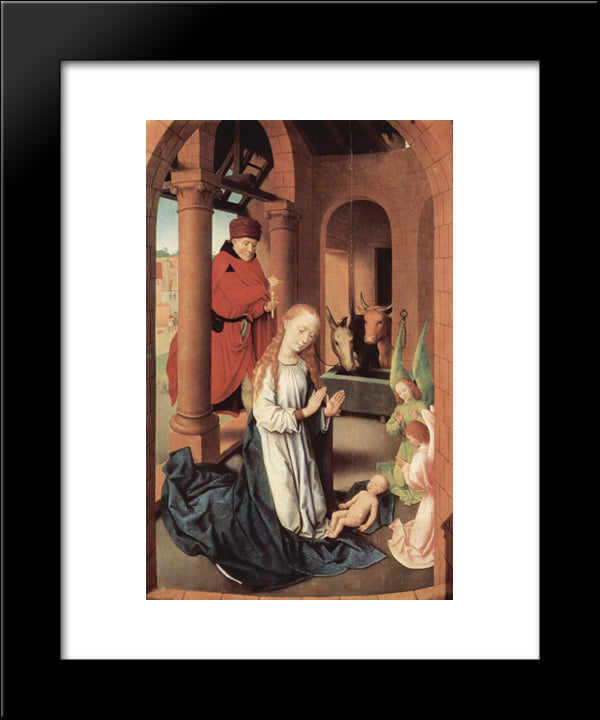 The Nativity, Left Wing Of A Triptych Of The Adoration Of The Magi 20x24 Black Modern Wood Framed Art Print Poster by Memling, Hans