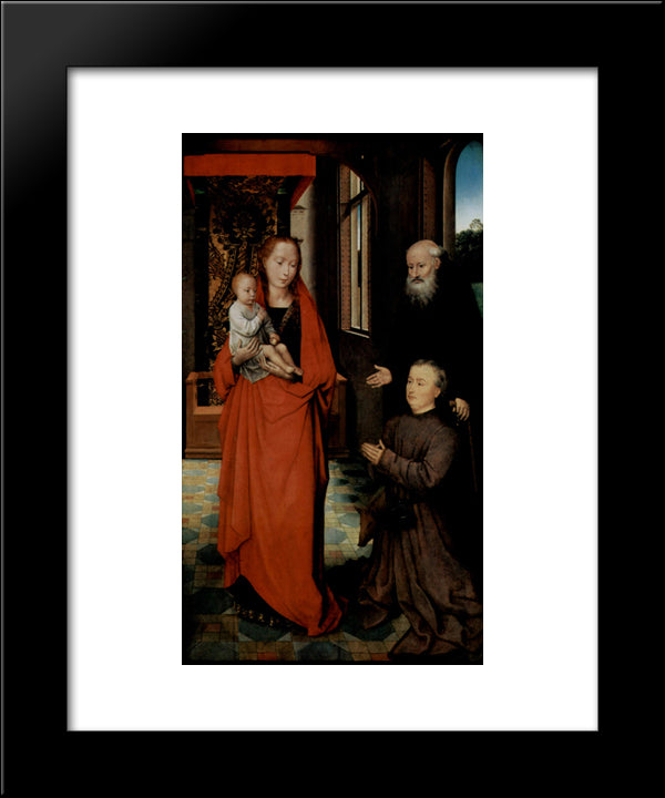 Virgin And Child With St. Anthony The Abbot And A Donor 20x24 Black Modern Wood Framed Art Print Poster by Memling, Hans