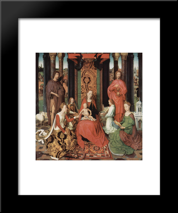 Central Panel Of The Triptych Of St. John The Baptist And St. John The Evangelist 20x24 Black Modern Wood Framed Art Print Poster by Memling, Hans