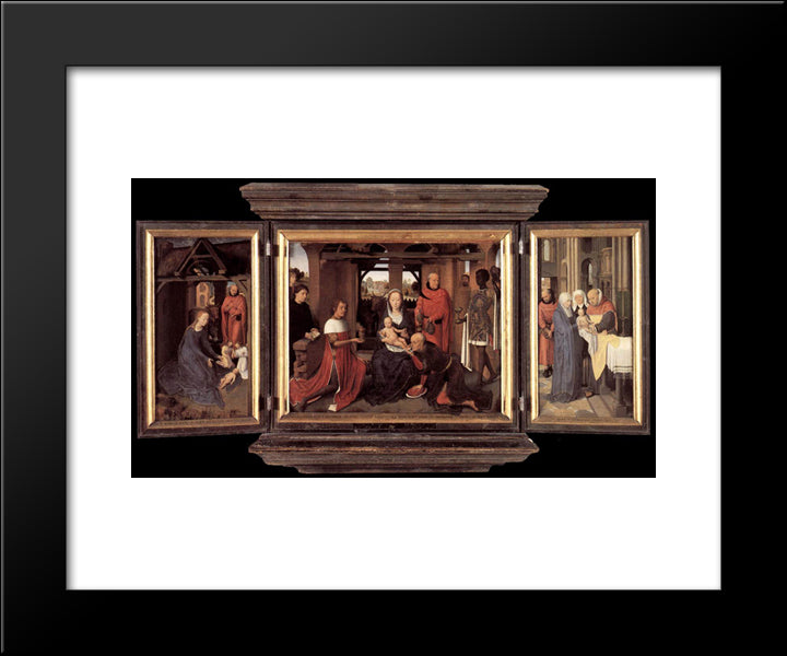 Triptych Of Jan Floreins 20x24 Black Modern Wood Framed Art Print Poster by Memling, Hans