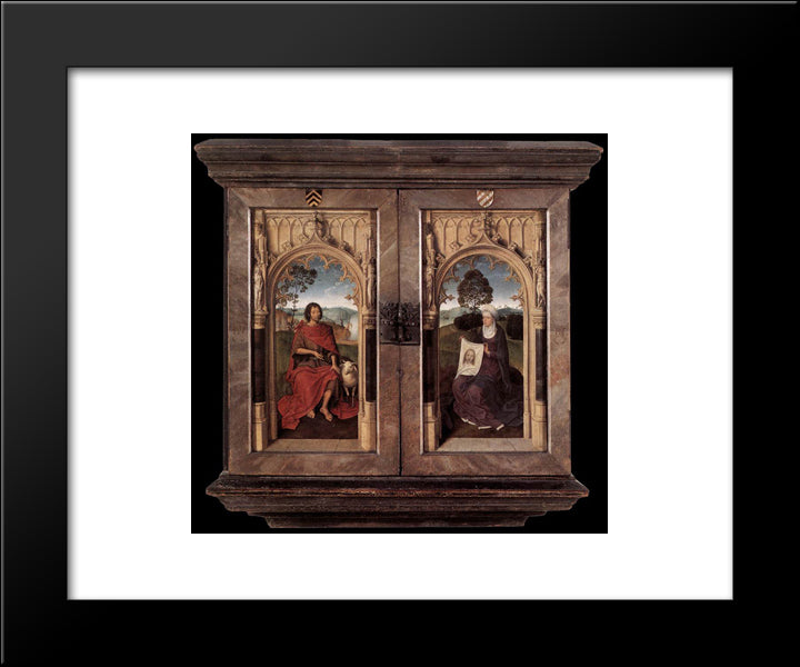 Triptych Of Jan Floreins Closed 20x24 Black Modern Wood Framed Art Print Poster by Memling, Hans