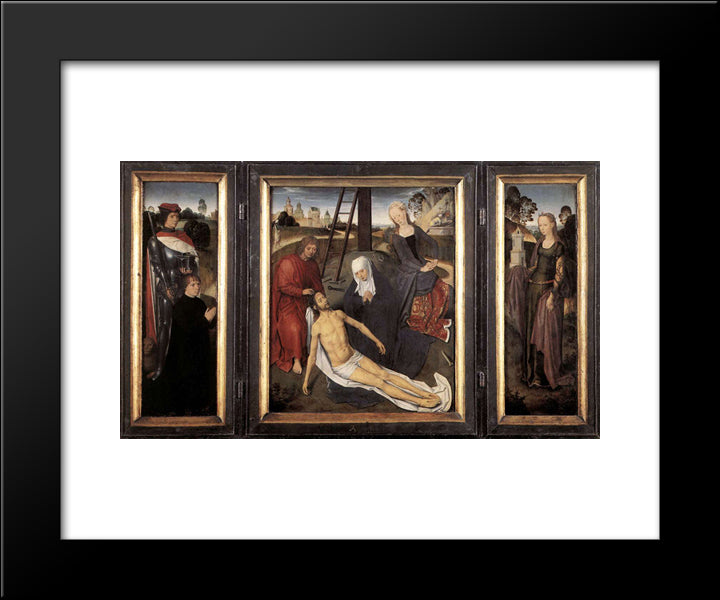 Triptych Of Adriaan Reins 20x24 Black Modern Wood Framed Art Print Poster by Memling, Hans