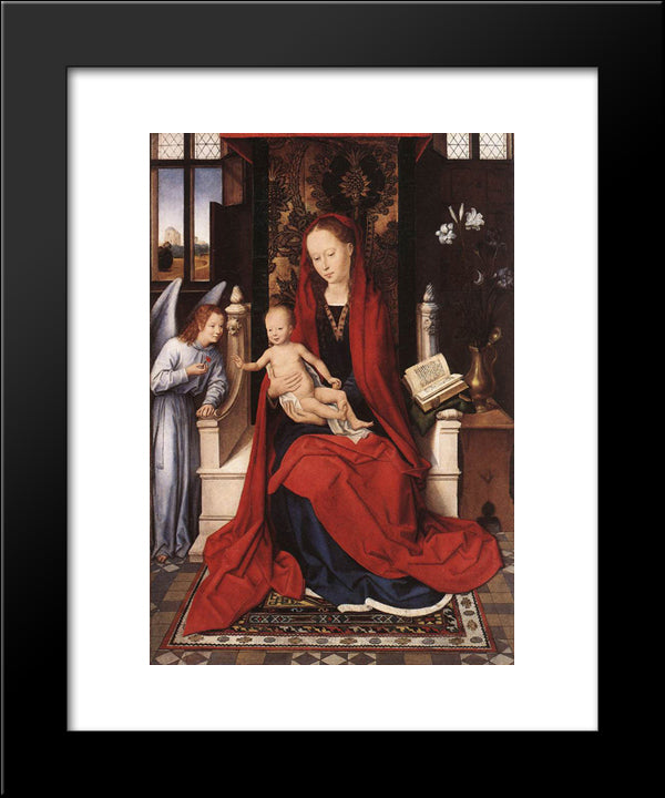 Virgin Enthroned With Child And Angel 20x24 Black Modern Wood Framed Art Print Poster by Memling, Hans