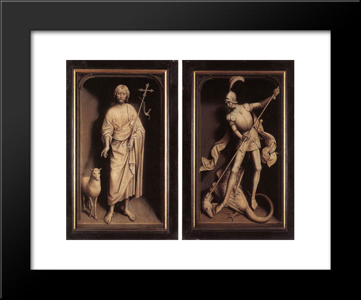Triptych Of The Family Moreel (Closed) 20x24 Black Modern Wood Framed Art Print Poster by Memling, Hans