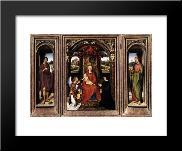 Triptych 20x24 Black Modern Wood Framed Art Print Poster by Memling, Hans
