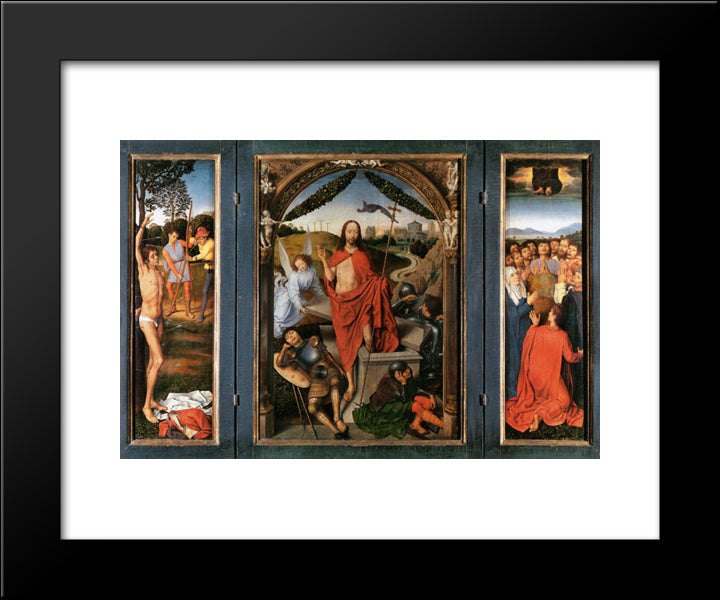 The Resurrection, Central Panel From The Triptych Of The Resurrection 20x24 Black Modern Wood Framed Art Print Poster by Memling, Hans