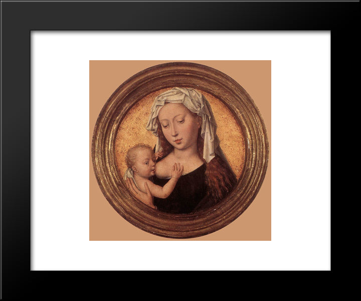 Virgin Suckling The Child 20x24 Black Modern Wood Framed Art Print Poster by Memling, Hans